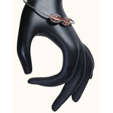 92.5 Sterling Silver Rose Gold-Plated Open Kada with Circular CZ-Accented Charms