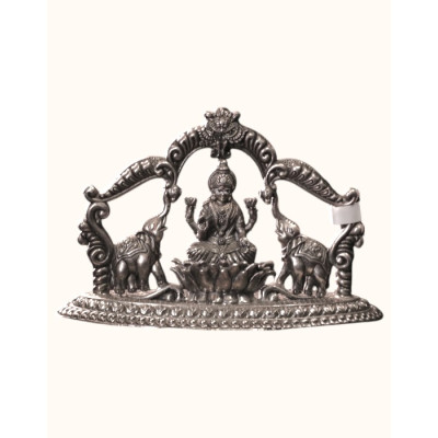 Auspicious 92.5 Sterling Silver Gajalakshmi Idol on Lotus with Elephants Auspicious 92.5 Sterling Silver Gajalakshmi Idol on Lotus with Elephants