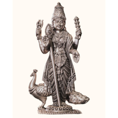 Majestic 92.5 Sterling Silver Standing Lord Murugan Idol with Peacock Majestic 92.5 Sterling Silver Standing Lord Murugan Idol with Peacock