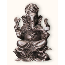 Suspicious 92.5 Sterling Silver Seated Lord Ganesha Idol on Lotus Base Suspicious 92.5 Sterling Silver Seated Lord Ganesha Idol on Lotus Base