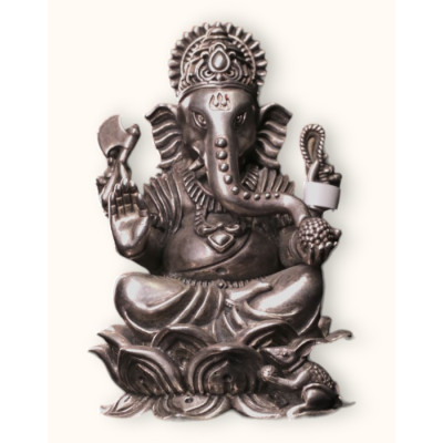 Suspicious 92.5 Sterling Silver Seated Lord Ganesha Idol on Lotus Base Suspicious 92.5 Sterling Silver Seated Lord Ganesha Idol on Lotus Base