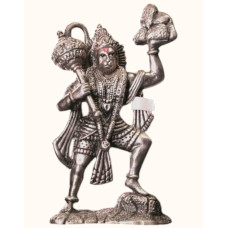 Powerful 92.5 Sterling Silver Hanuman Idol with Sanjeevani Parvat