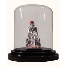92.5 Sterling Silver Seated Sai Baba Idol with Red Headscarf – Dome Display 92.5 Sterling Silver Seated Sai Baba Idol with Red Headscarf – Dome Display
