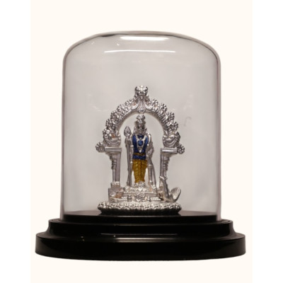 92.5 Sterling Silver Lord Murugan Idol Under Arched Frame – Dome Display 92.5 Sterling Silver Lord Murugan Idol Under Arched Frame – Dome Display