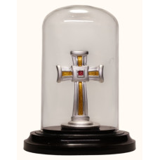 92.5 Sterling Silver Holy Cross Idol with Gold Accents and Ruby CZ – Dome Display 92.5 Sterling Silver Holy Cross Idol with Gold Accents and Ruby CZ – Dome Display