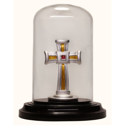 92.5 Sterling Silver Holy Cross Idol with Gold Accents and Ruby CZ – Dome Display 92.5 Sterling Silver Holy Cross Idol with Gold Accents and Ruby CZ – Dome Display