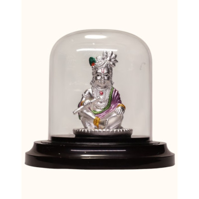 92.5 Sterling Silver Bal Krishna Idol with Multicolor Accents – Dome Display 92.5 Sterling Silver Bal Krishna Idol with Multicolor Accents – Dome Display