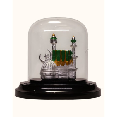 92.5 Sterling Silver Mosque Miniature with Glass Dome – Multicolor Finish 92.5 Sterling Silver Mosque Miniature with Glass Dome – Multicolor Finish