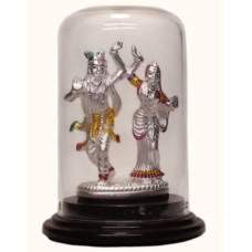 92.5 Sterling Silver Radha Krishna Dancing Idol with Enamel Accents – Dome Display 92.5 Sterling Silver Radha Krishna Dancing Idol with Enamel Accents – Dome Display