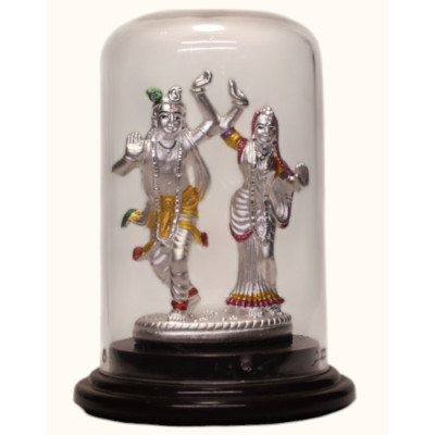 92.5 Sterling Silver Radha Krishna Dancing Idol with Enamel Accents – Dome Display 92.5 Sterling Silver Radha Krishna Dancing Idol with Enamel Accents – Dome Display