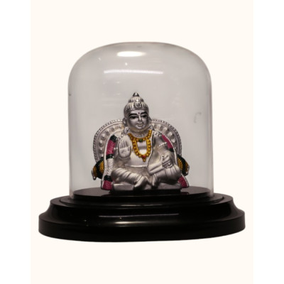 92.5 Sterling Silver Seated Kubera Idol with Enamel Accents – Dome Display 92.5 Sterling Silver Seated Kubera Idol with Enamel Accents – Dome Display