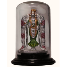 92.5 Sterling Silver Standing Lord Balaji Idol with Enamel Accents – Dome Display 92.5 Sterling Silver Standing Lord Balaji Idol with Enamel Accents – Dome Display