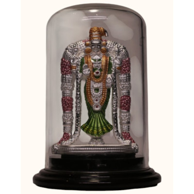 92.5 Sterling Silver Standing Lord Balaji Idol with Enamel Accents – Dome Display 92.5 Sterling Silver Standing Lord Balaji Idol with Enamel Accents – Dome Display