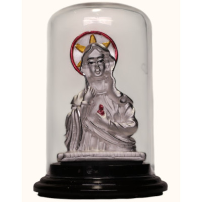 92.5 Sterling Silver Mother Mary Idol with Enamel Accents – Dome Display 92.5 Sterling Silver Mother Mary Idol with Enamel Accents – Dome Display