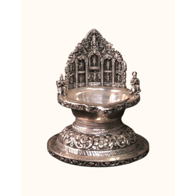 Exquisite 92.5 Sterling Silver Vishnu Dashavatara Deepam (Lamp)
