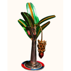 Auspicious 92.5 Sterling Silver Banana Tree Idol with Gold and Enamel Accents Auspicious 92.5 Sterling Silver Banana Tree Idol with Gold and Enamel Accents